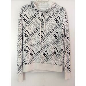 Mens Aeropostale AERO New York '87 Black/White Pullover Hoodie Size SMALL